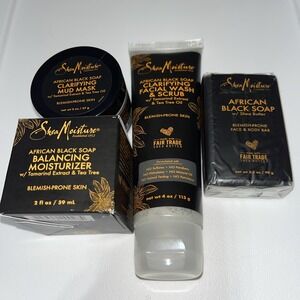 Lot Of 4 Shea Moisture Skin Products moisturizer mud mask African soap Scrub